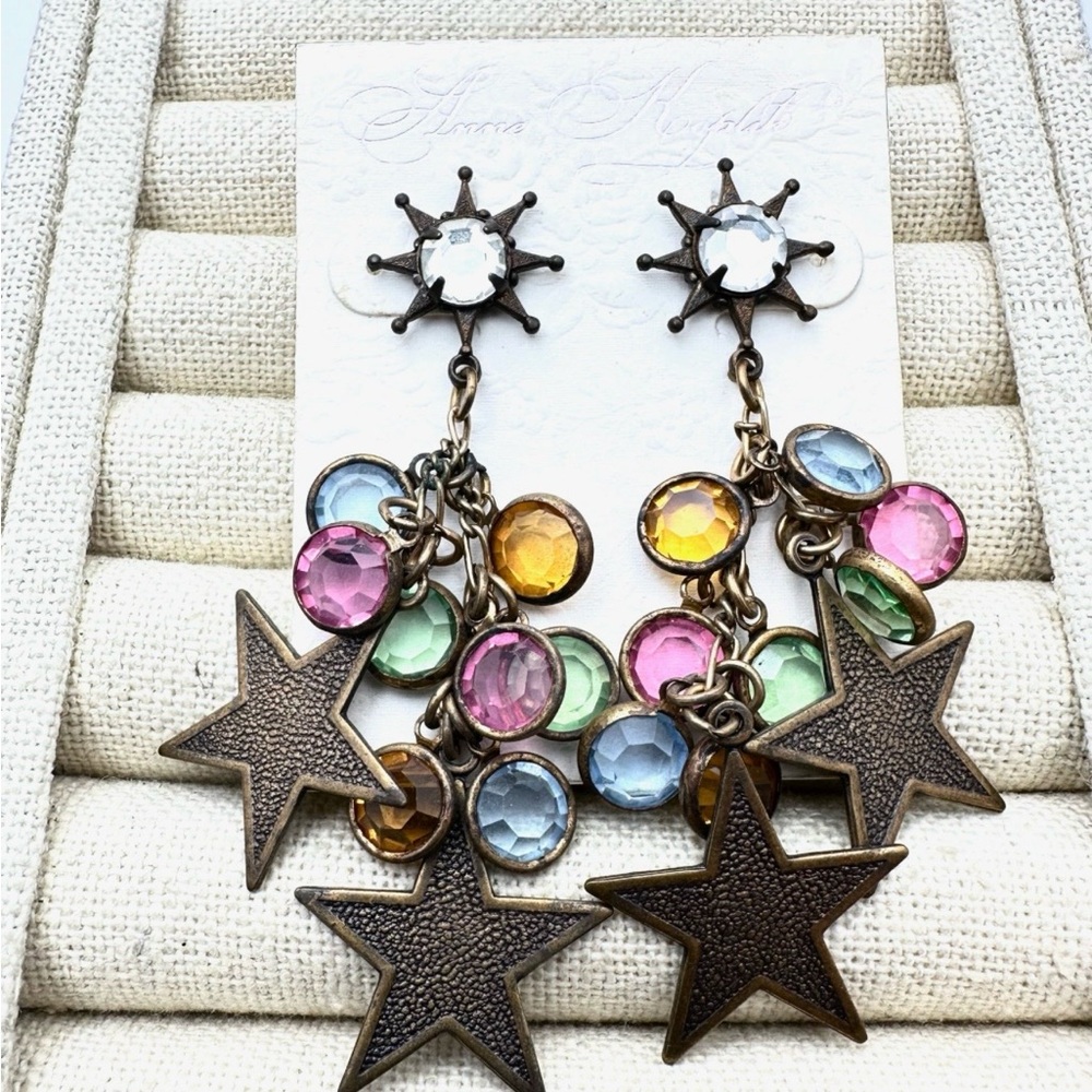 Anne Koplick multicolor crystal Antique 3inch earrings